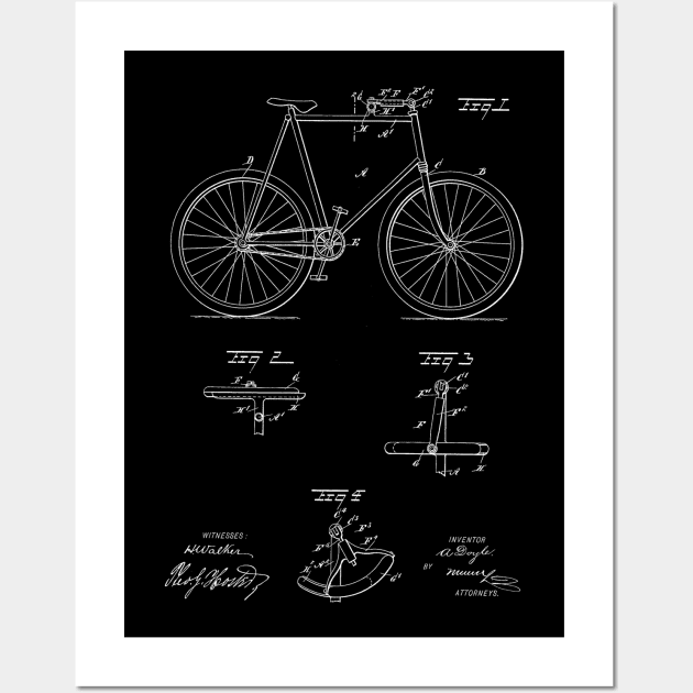 Bicycle Vintage Patent Hand Drawing Wall Art by TheYoungDesigns